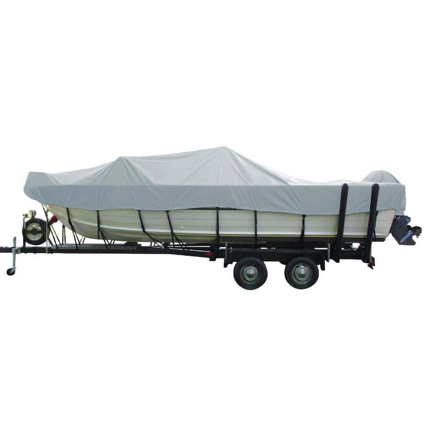 Carver Sun-DURA Wide Series Styled-to-Fit Boat Cover f/21.5' Aluminum V-Hull Boats with Walk-Thru Windshield - Grey - Kesper Supply