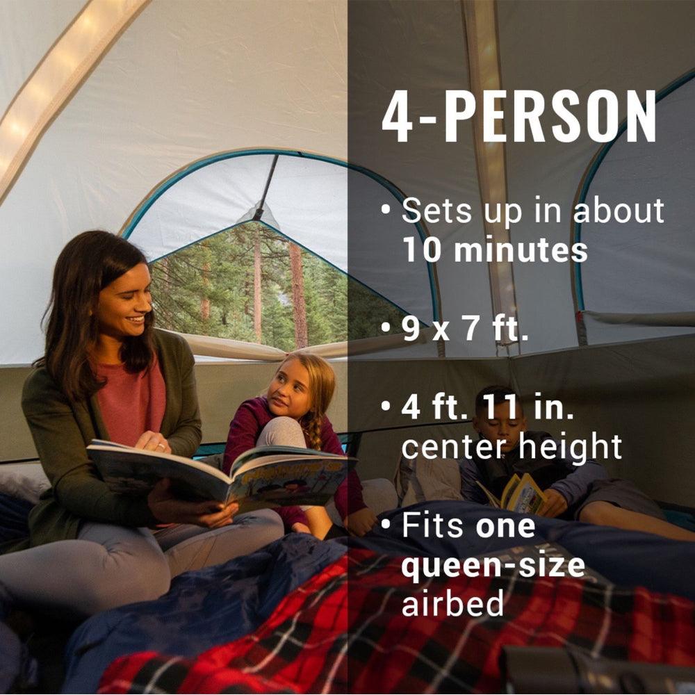 Coleman OneSource Rechargeable 4-Person Camping Dome Tent w/Airflow System & LED Lighting - Kesper Supply