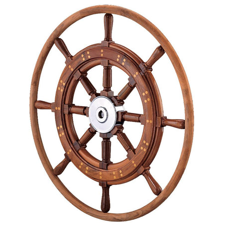 Edson 30" Teak Yacht Wheel w/Teak Rim & Chrome Hub - Kesper Supply