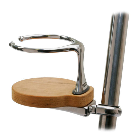 Edson Clamp-On Drink Holder - Single - Teak - Kesper Supply