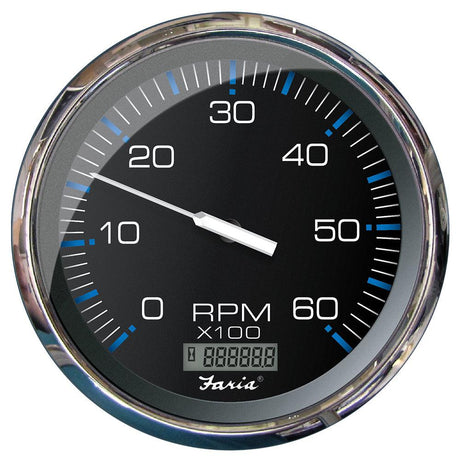 Faria Chesapeake Black 5" Tachometer w/Digital Hourmeter - 6000 RPM (Gas) (Inboard) - Kesper Supply