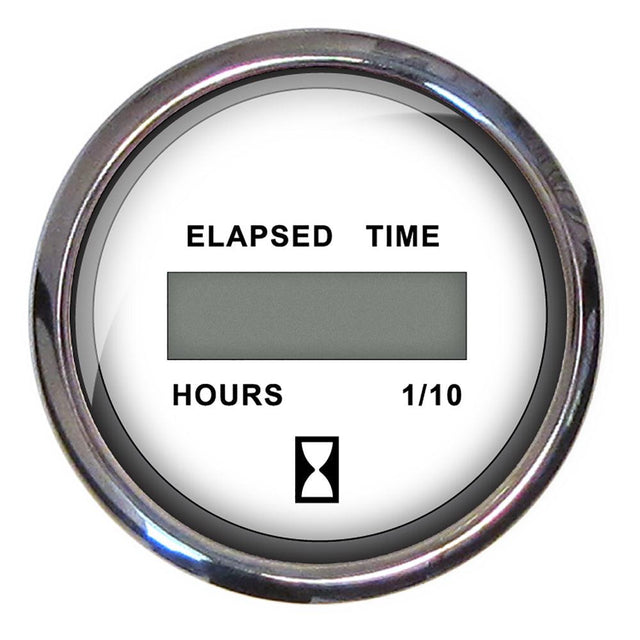 Faria Chesapeake White SS 2" Digital Hourmeter - (10,000 Hours) - Kesper Supply