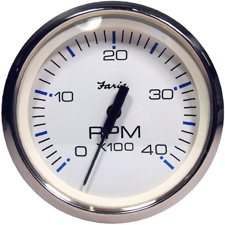 Faria Chesapeake White SS 4" Tachometer - 4000 RPM (Diesel) (Magnetic Pick-Up) - Kesper Supply