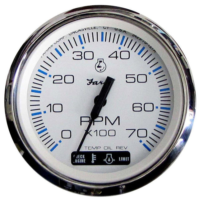 Faria Chesapeake White SS 4" Tachometer w/Suzuki Monitor - 7000 RPM (Gas) (Suzuki Outboard) - Kesper Supply