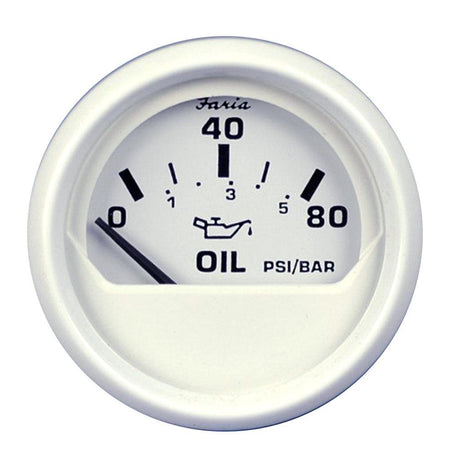 Faria Dress White 2" Oil Pressure Gauge (80 PSI) - Kesper Supply