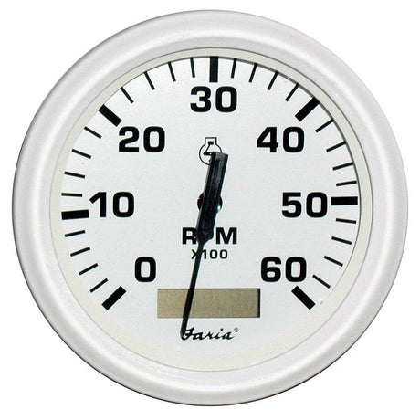 Faria Dress White 4" Tachometer w/Hourmeter - 6000 RPM (Gas) (Inboard) - Kesper Supply