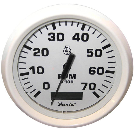 Faria Dress White 4" Tachometer w/Hourmeter - 7000 RPM (Gas) (Outboard) - Kesper Supply