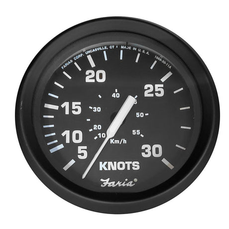 Faria Euro Black 4" Speedometer - 30 Knot (Pitot) - Kesper Supply