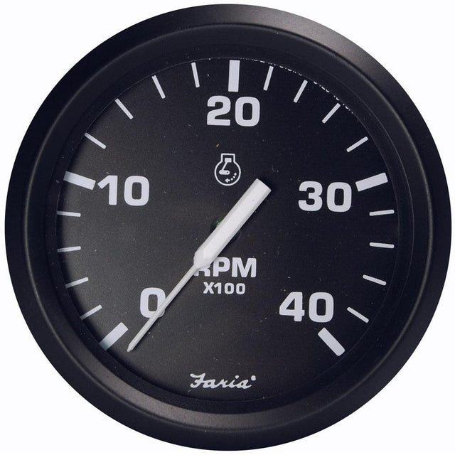 Faria Euro Black 4" Tachometer - 4000 RPM (Diesel - Magnetic Pick-Up) - Kesper Supply