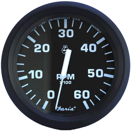 Faria Euro Black 4" Tachometer - 6,000 RPM (Gas - Inboard & I/O) - Kesper Supply
