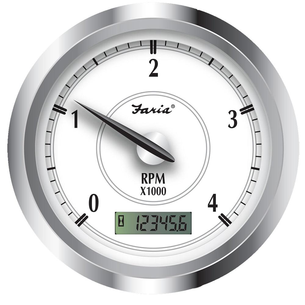 Faria Newport SS 4" Tachometer w/Hourmeter f/Diesel w/Magnetic Pick-Up - 4000 RPM - Kesper Supply