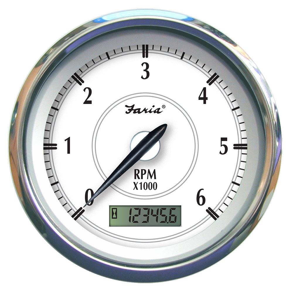 Faria Newport SS 4" Tachometer w/Hourmeter f/Gas Inboard - 6000 RPM - Kesper Supply