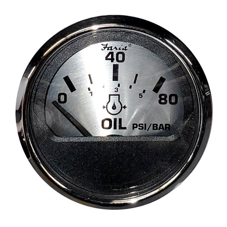 Faria Spun Silver 2" Oil Pressure Gauge - Kesper Supply