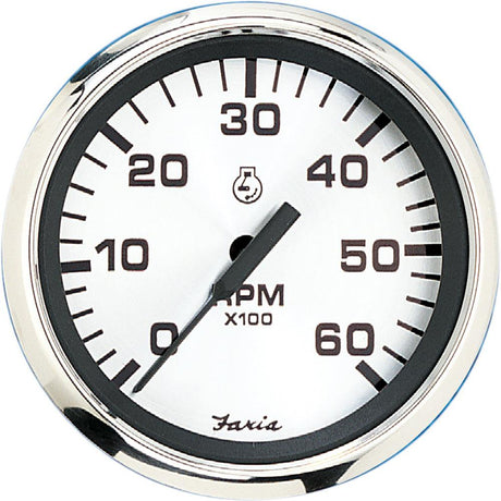 Faria Spun Silver 4" Tachometer (6000 RPM) (Gas Inboard & I/O) - Kesper Supply