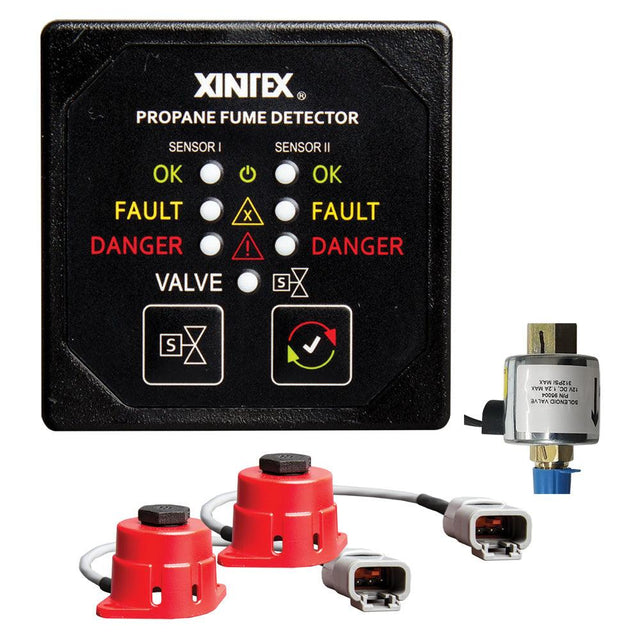 Fireboy-Xintex Propane Fume Detector, 2 Channel, 2 Sensors, Solenoid Valve & Control & 20' Cable - 24V DC - Kesper Supply