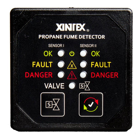 Fireboy-Xintex Propane Fume Detector w/2 Plastic Sensors - No Solenoid Valve - Square Black Bezel Display - Kesper Supply