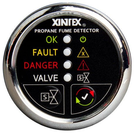 Fireboy-Xintex Propane Fume Detector w/Plastic Sensor & Solenoid Valve - Chrome Bezel Display - Kesper Supply