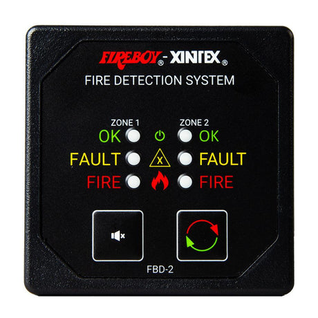 Fireboy-Xintex Two Zone Detection & Alarm Panel - 2-5/8" Display - 12/24V DC - Kesper Supply