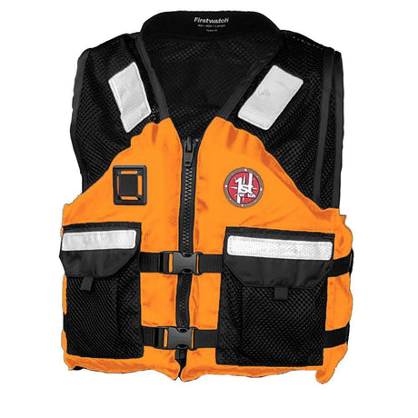 First Watch AV-5001 Mesh Crew Vest Hi-Vis - Orange/Black - 2XL/3XL - Kesper Supply