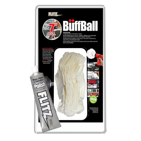 Flitz Buff Ball - Extra Large 7" - White w/1.76oz Tube Flitz Polish - Kesper Supply