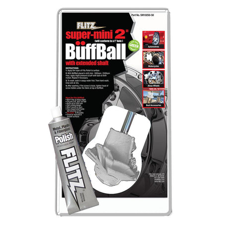 Flitz Buff Ball - Super Mini 2" - White w/1.76oz Tube Flitz Polish - Kesper Supply