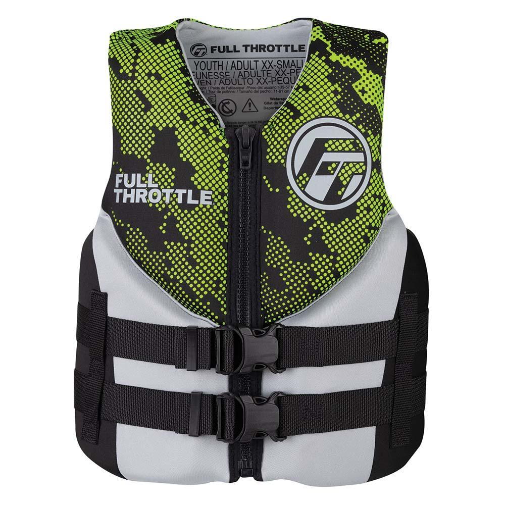 Full Throttle Junior Hinged Neoprene Life Jacket - Green - Kesper Supply