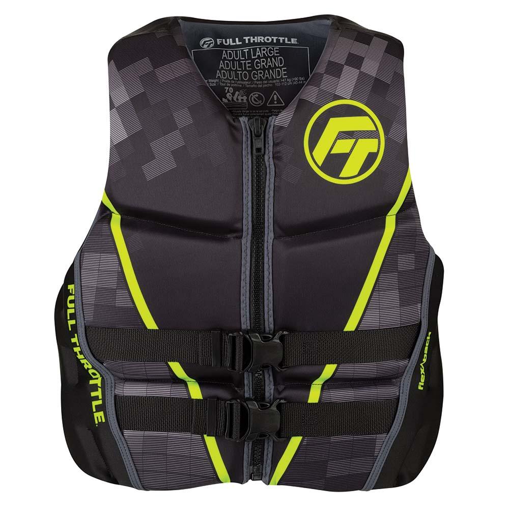 Full Throttle Men's Rapid-Dry Flex-Back Life Jacket - 2XL - Black/Green - Kesper Supply