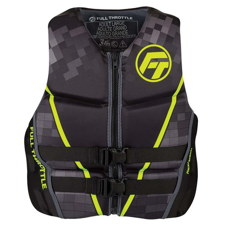 Full Throttle Men's Rapid-Dry Flex-Back Life Jacket - L - Black/Green - Kesper Supply