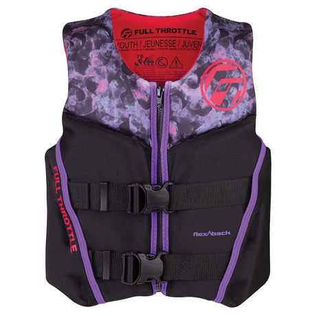 Full Throttle Youth Rapid-Dry Flex-Back Life Jacket - Pink/Black - Kesper Supply