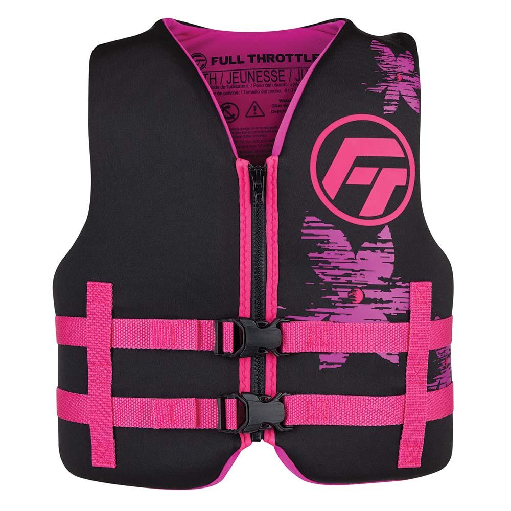 Full Throttle Youth Rapid-Dry Life Jacket - Pink/Black - Kesper Supply
