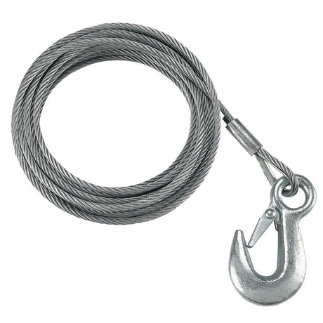 Fulton 7/32" x 50' Galvanized Winch Cable and Hook - 5,600 lbs. Breaking Strength - Kesper Supply