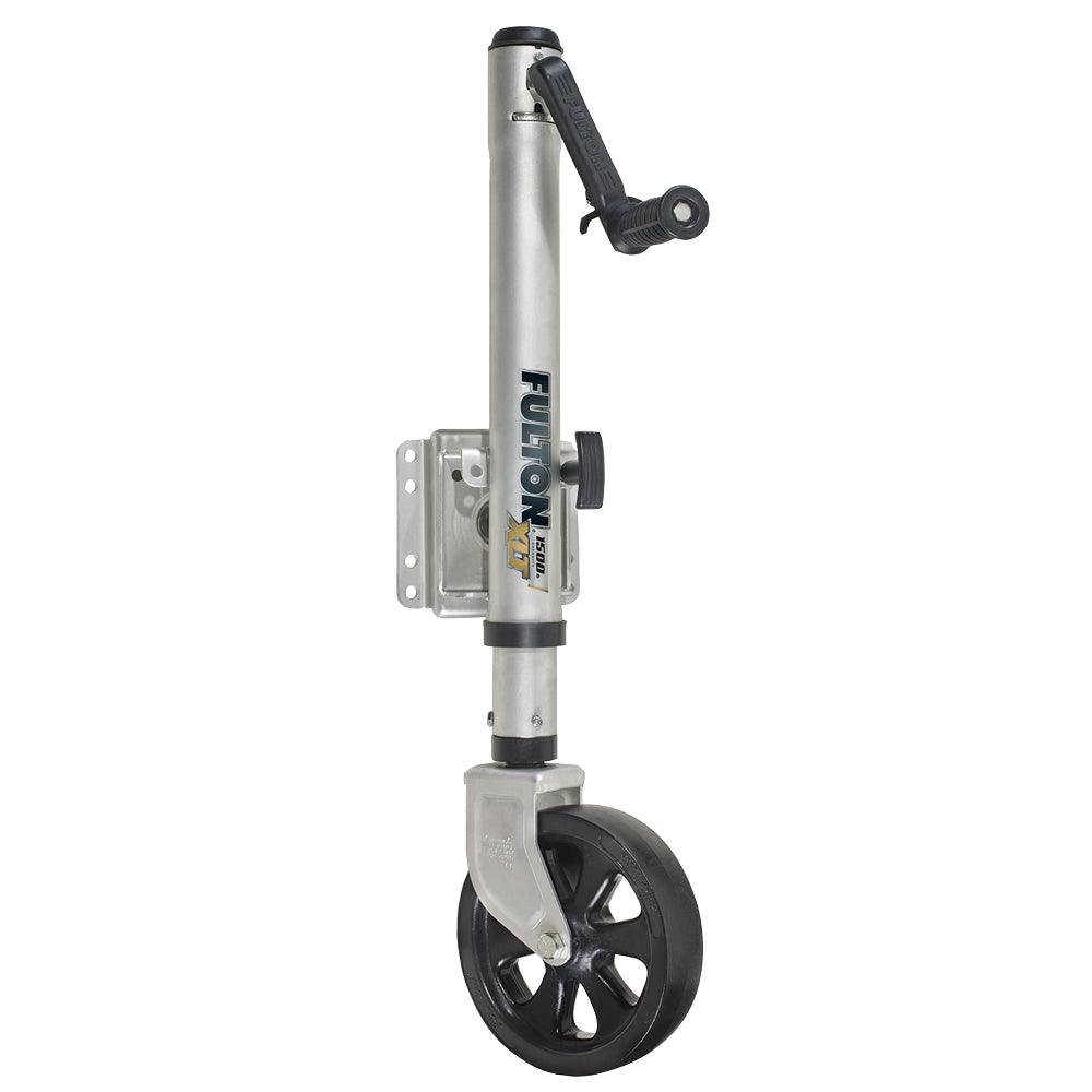 Fulton XLT 1500 lbs. Swing Away Bolt-On Jack w/12" Travel & 8" Poly Wheel - Sharkskin Finish - Kesper Supply