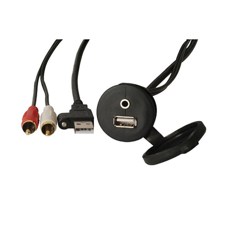 Fusion MS-CBUUSB3.5 Panel Mount USB & 3.5mm Headphone Jack - Kesper Supply