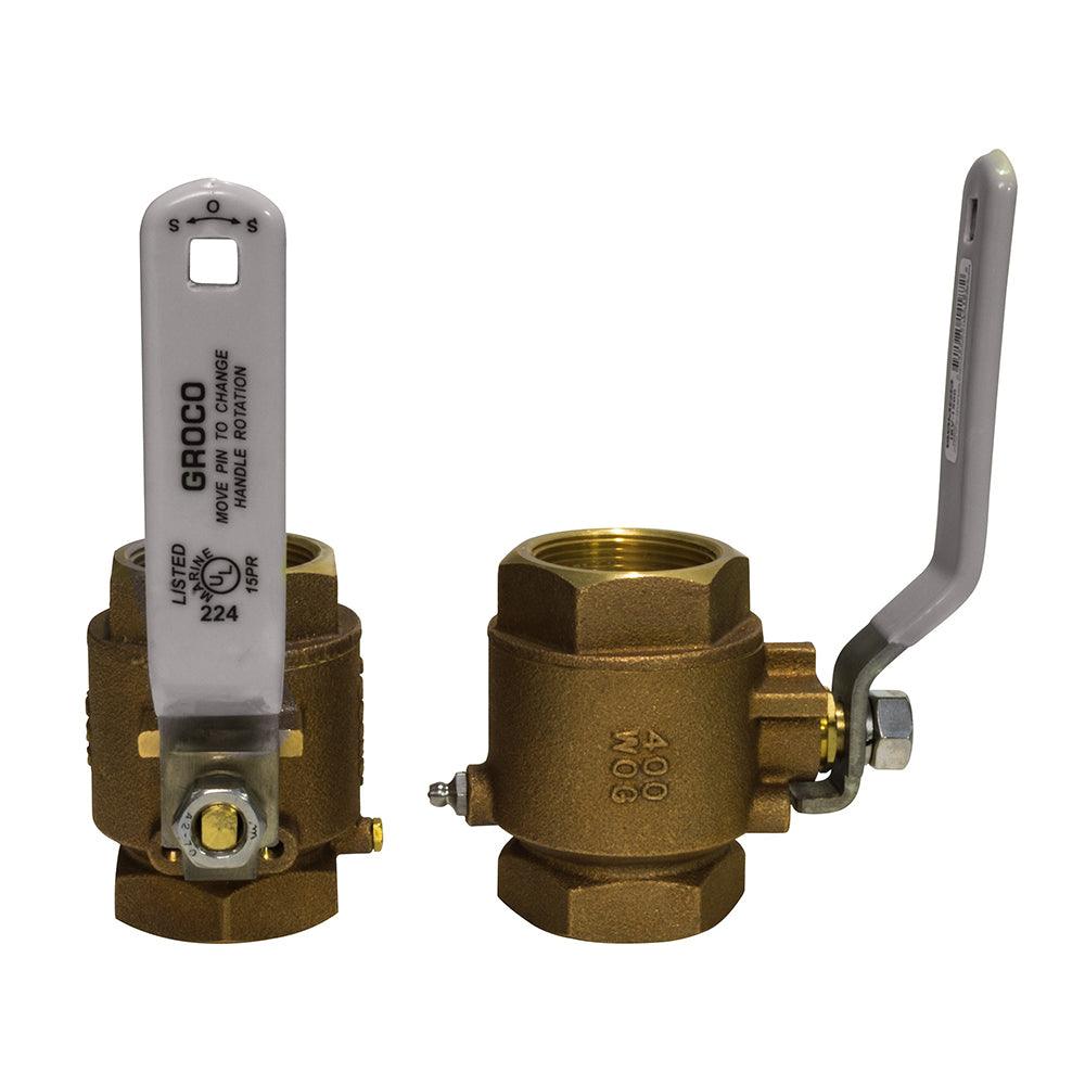 GROCO 1-1/2" NPT Bronze In-Line Ball Valve - Kesper Supply