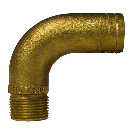 GROCO 1-1/2" NPT x 1-3/4" ID Bronze Full Flow 90° Elbow Pipe to Hose Fitting - Kesper Supply