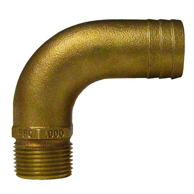 GROCO 1-1/4" NPT x 1-1/2" ID Bronze Full Flow 90° Elbow Pipe to Hose Fitting - Kesper Supply