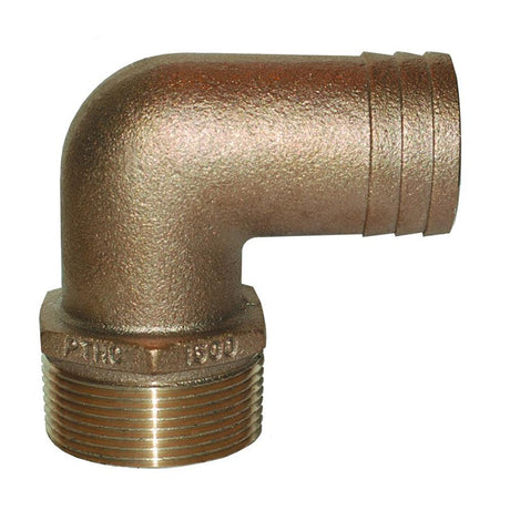 GROCO 1-1/4" NPT x 1-1/4" ID Bronze 90 Degree Pipe to Hose Fitting Standard Flow Elbow - Kesper Supply