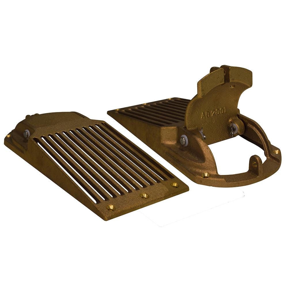 GROCO Bronze Slotted Hull Scoop Strainer w/Access Door f/Up to 1-1/4" Thru Hull - Kesper Supply