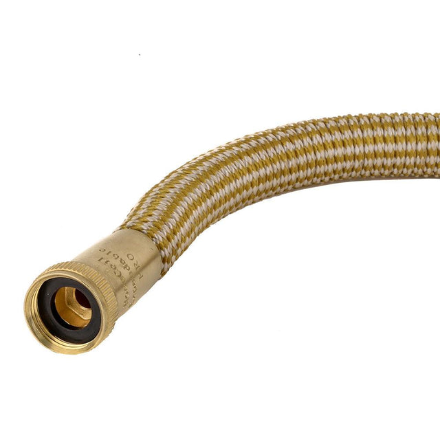 HoseCoil 50' Expandable PRO w/Brass Twist Nozzle & Nylon Mesh Bag - Gold/White - Kesper Supply