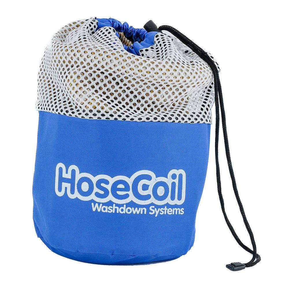 HoseCoil 50' Expandable PRO w/Brass Twist Nozzle & Nylon Mesh Bag - Gold/White - Kesper Supply