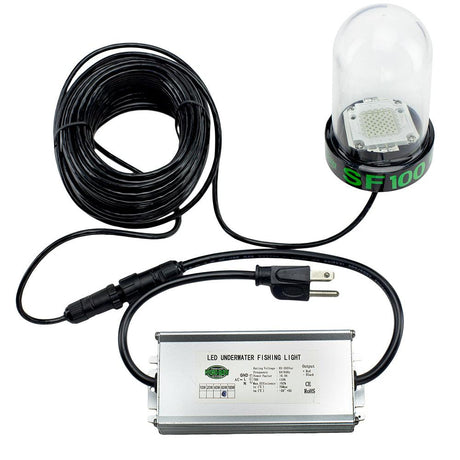 Hydro Glow SF100G 100W/120VVAC Underwater Dock Light - Green Anchored To Bottom - Kesper Supply