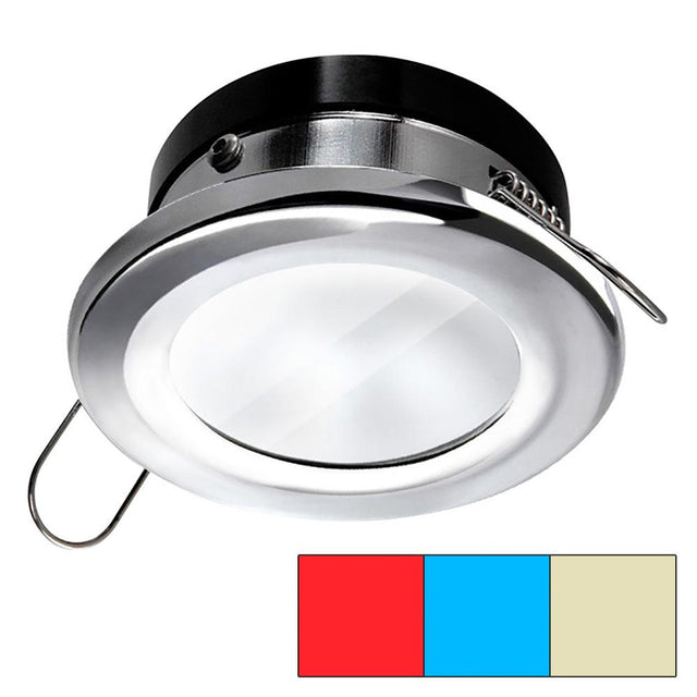 i2Systems Apeiron A1120 Spring Mount Light - Round - Red, Warm White & Blue - Polished Chrome - Kesper Supply