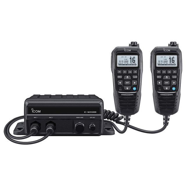 Icom M410BB 11 Black Box VHF w/Black Command Mic & 2 Command Mic Ports - Kesper Supply