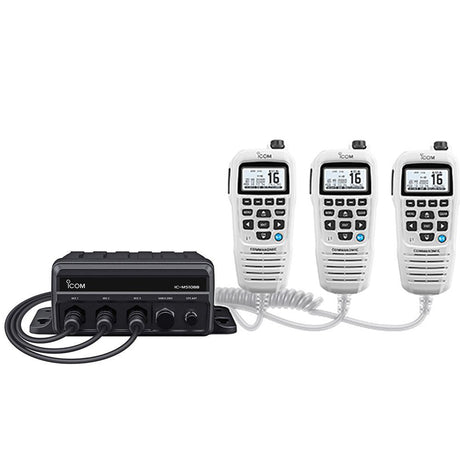 Icom M510BB GW 21 Black Box VHF w/White Command Mic & 3 Command Mic Ports - Kesper Supply