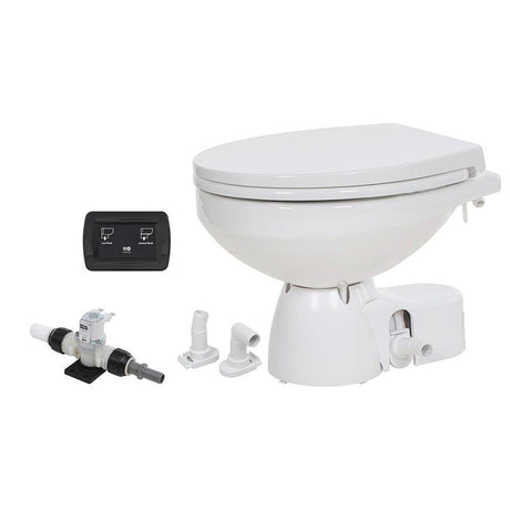 Jabsco Quiet Flush E2 Fresh Water Toilet Regular Bowl - 24V - Soft Close Lid - Kesper Supply