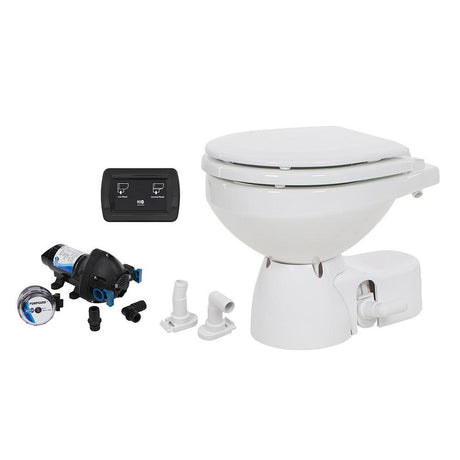 Jabsco Quiet Flush E2 Raw Water Toilet Compact Bowl - 12V - Soft Close Lid - Kesper Supply