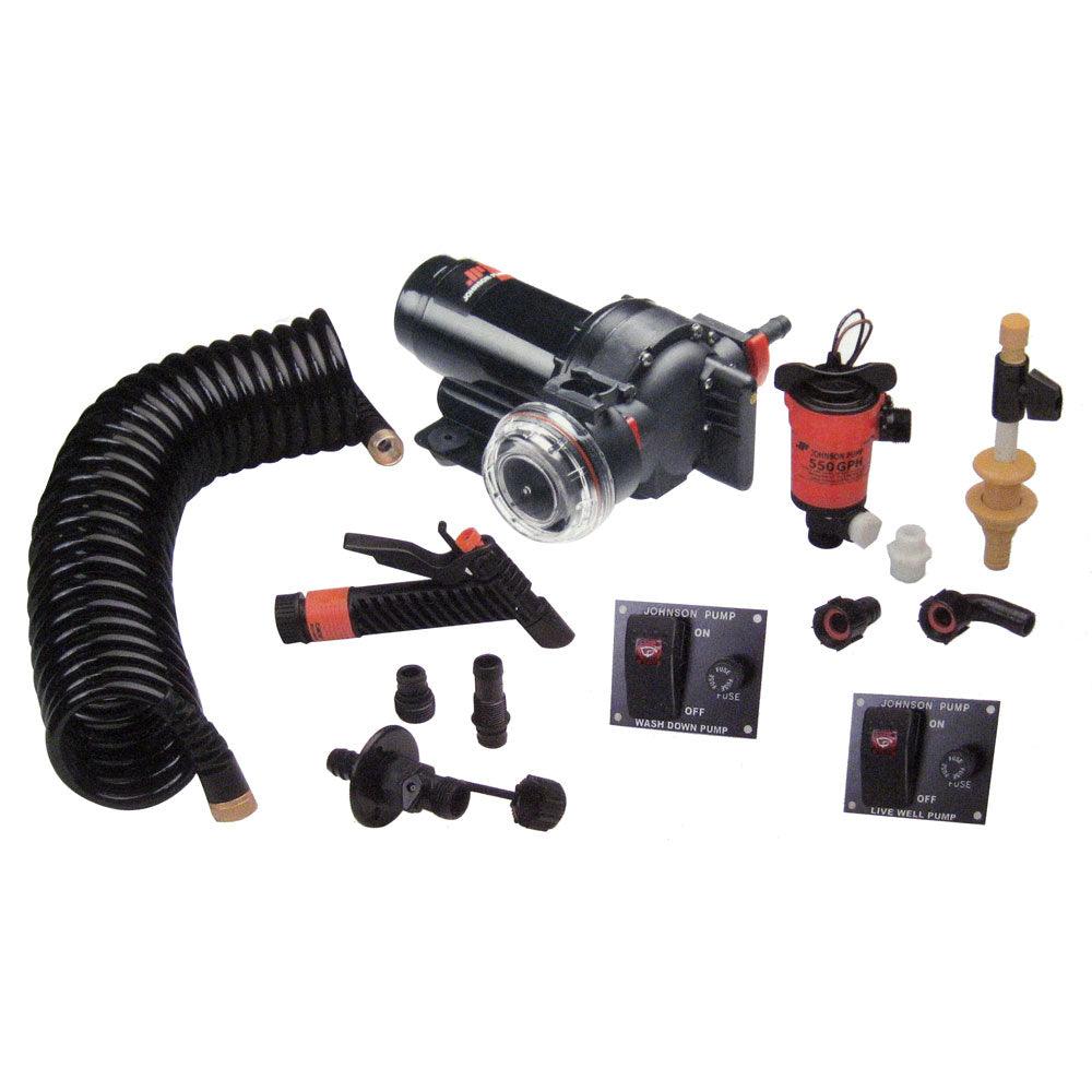 Johnson Pump Aqua Jet 5.2 GPH Wash Down/550 Live Well Kit - Kesper Supply