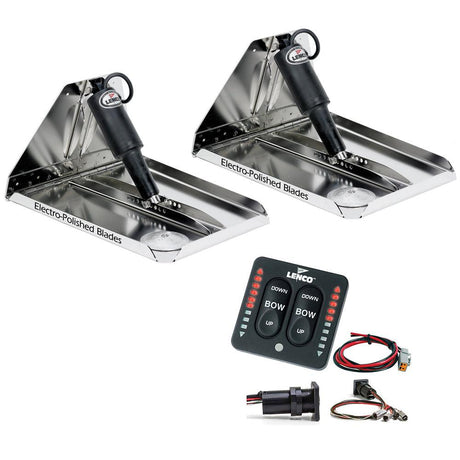 Lenco 12" x 12" Heavy Duty Performance Trim Tab Kit w/LED Indicator Switch Kit 12V - Kesper Supply