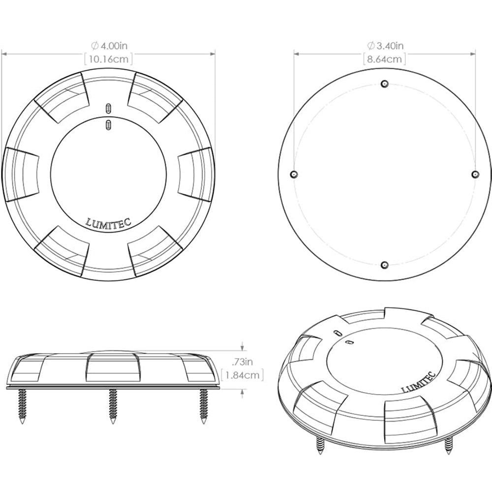 Lumitec Aurora - LED Dome Light - Polished SS Finish - 2-Color White/Red Dimming - Kesper Supply