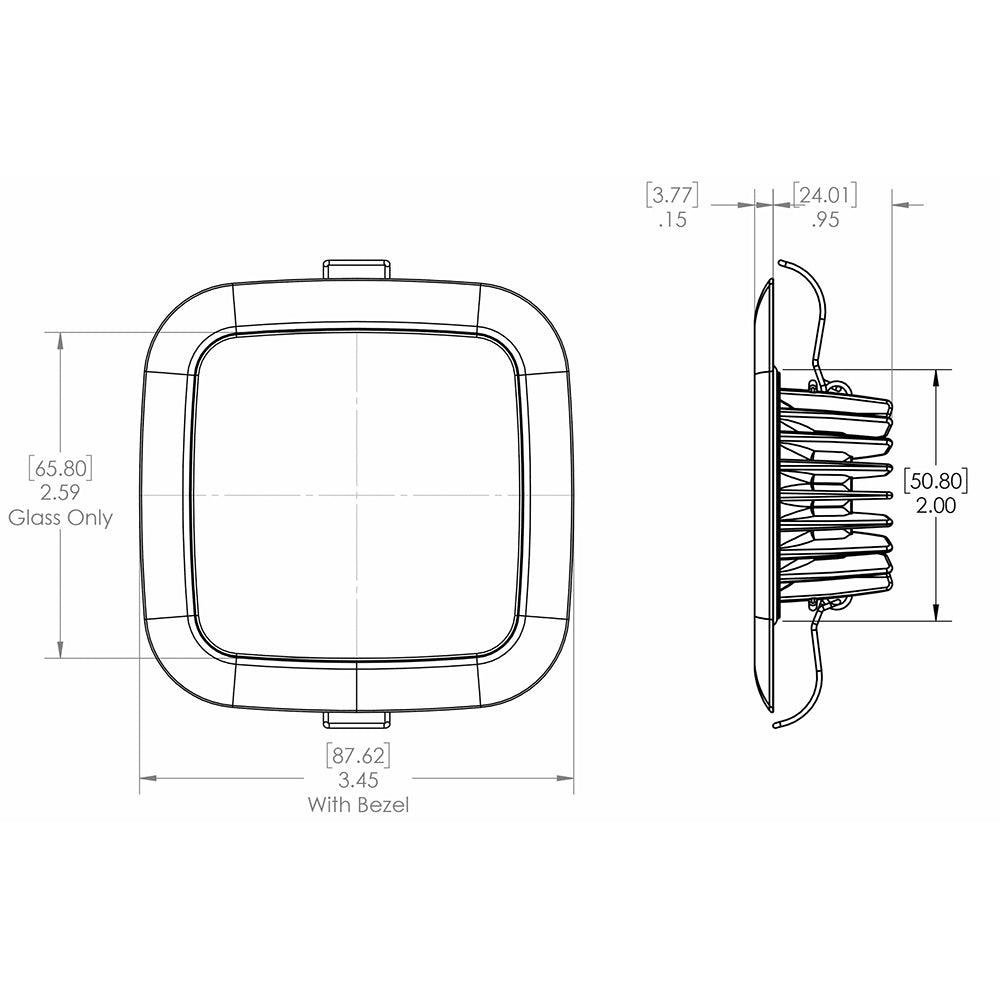 Lumitec Square Mirage Down Light - Spectrum RGBW Dimming - Polished Bezel - Kesper Supply